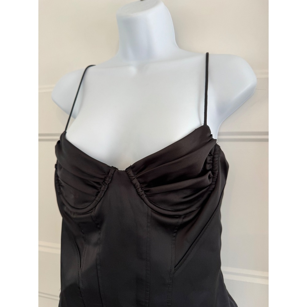 Zara Black Satin Corset Bodice Bodysuit Ruched Underwire Small - Picture 3 of 8